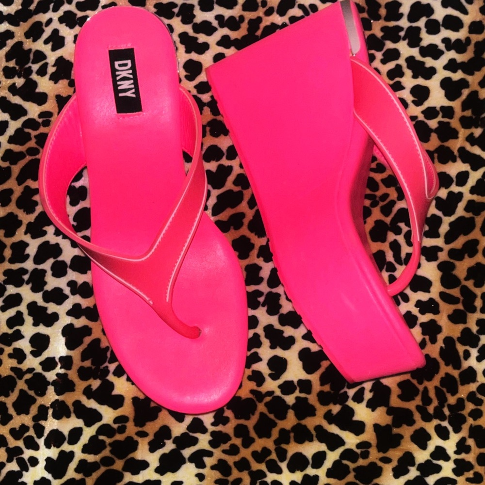 DKNY Pink high wedge sandals